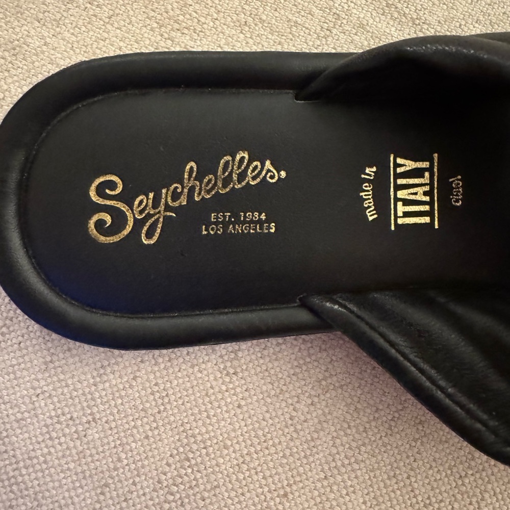 Seychelles Word for Word Slide Sandals in Black - Picture 3 of 7